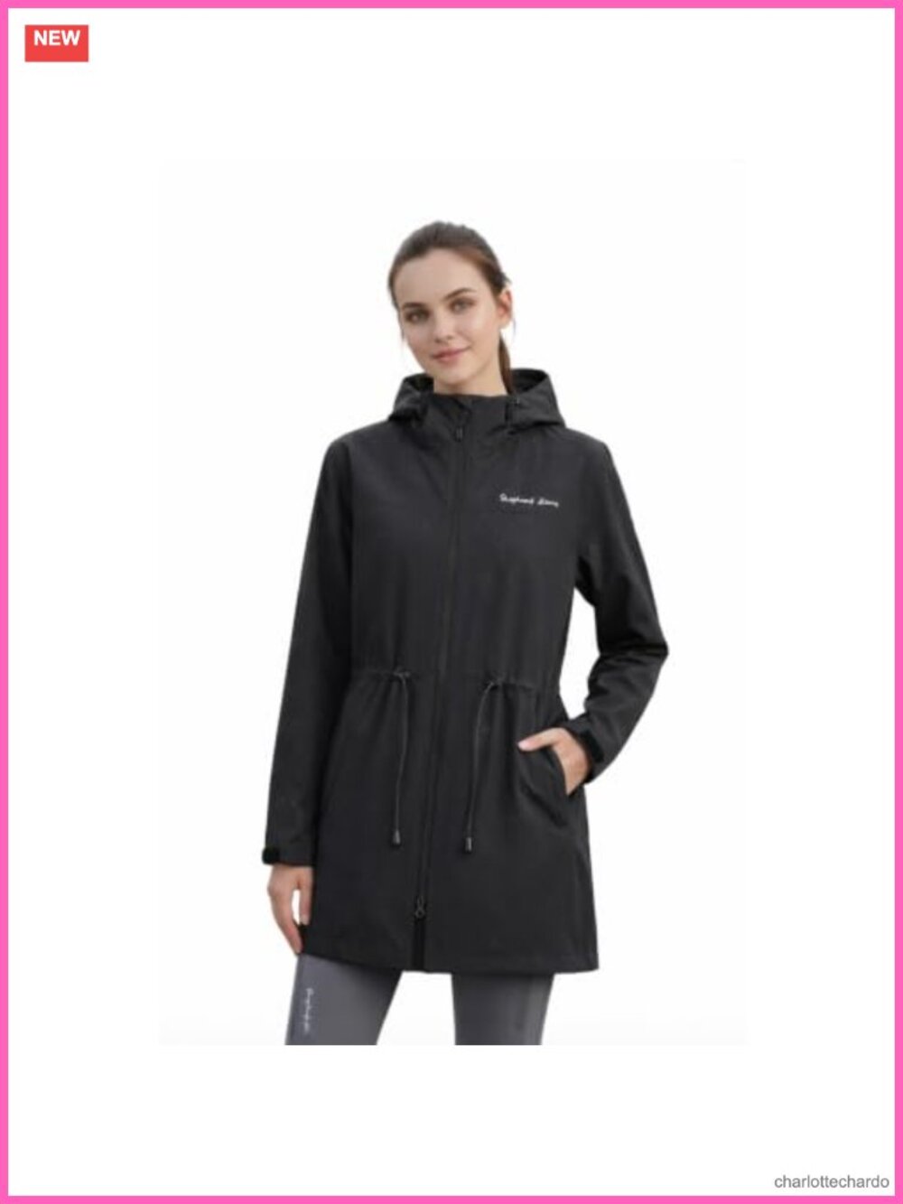 Waterproof Long Raincoat with Adjustable Hood Trench Coat
